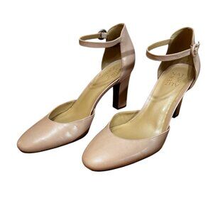 Women’s Naturalizer Nude Leather Mid-Heel Shoes – Ankle Buckle